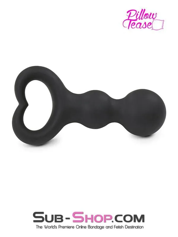 1657M      Heart Pull Ring Silicone Bumpy Anal Massager