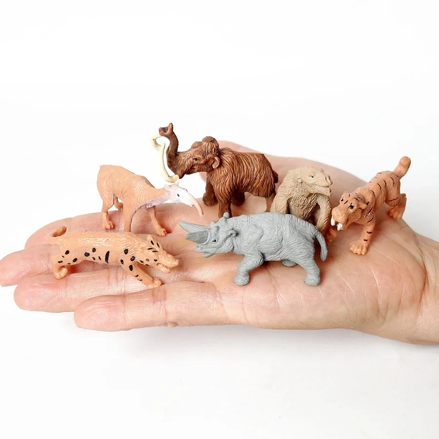 18-Piece Mini Prehistoric Animal Figurine Set - Mammoth & Smilodon