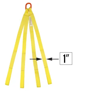 1"x8' (2 ply) Quad Leg Nylon Sling w/ Master Link & Sewn Loop