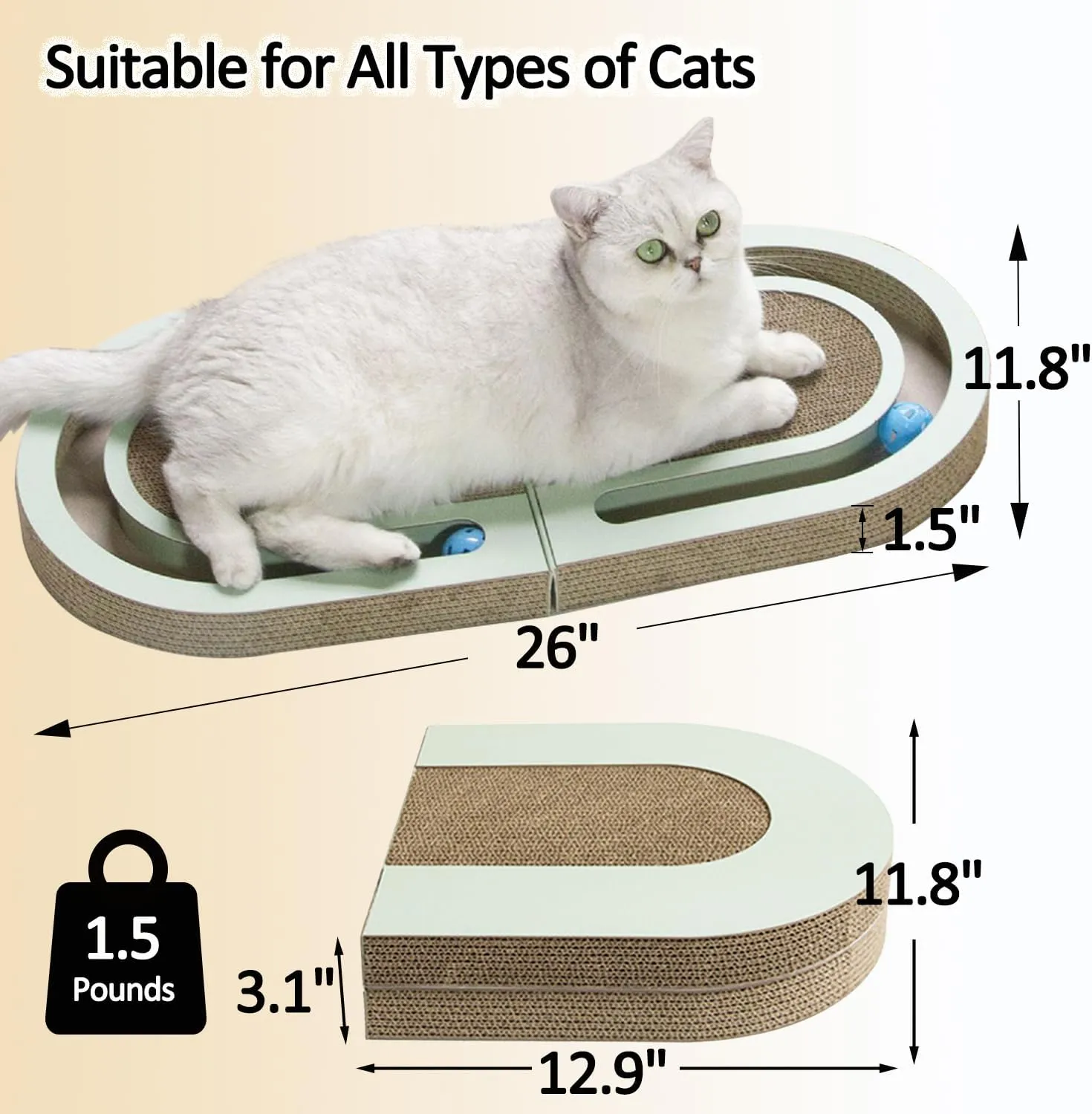 26" Folding Cat Scratch Pad with Chasing Bells
