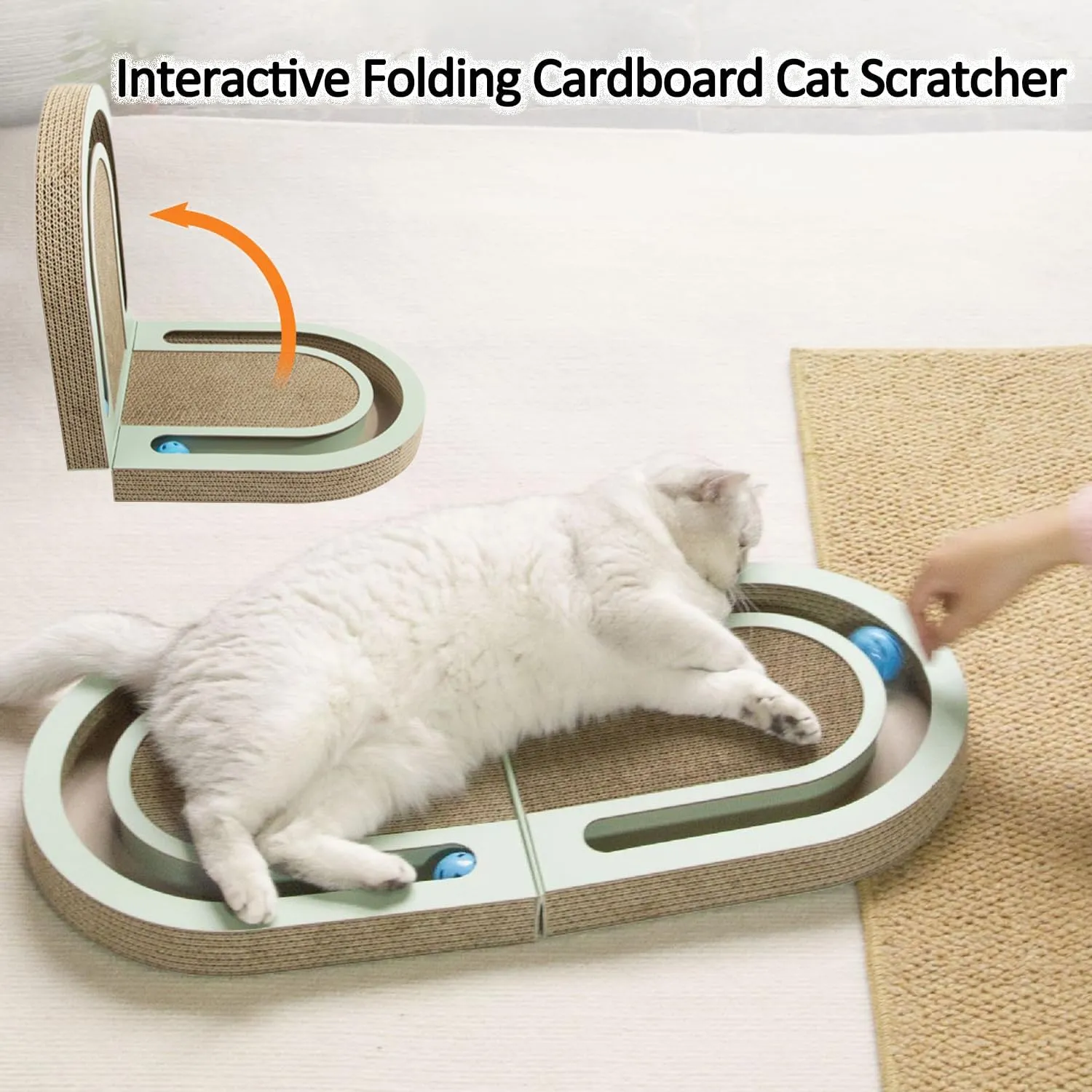 26" Folding Cat Scratch Pad with Chasing Bells