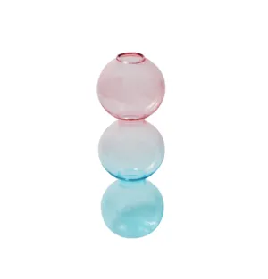 Bubble Shape Glass Vase: Blue-Pink / Short 3 Balls