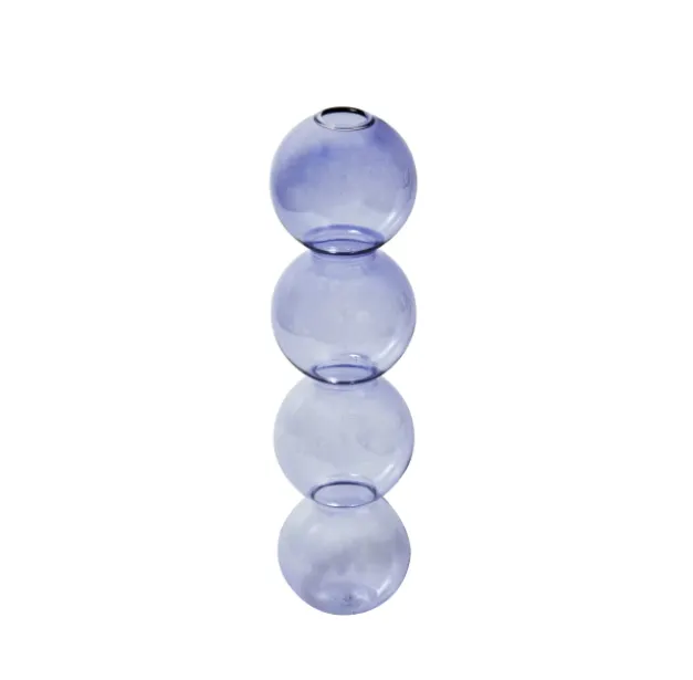 Bubble Shape Glass Vase: Ocean Blue / Short 3 Balls