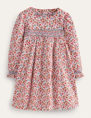 Cord Smocked Dress-Light Pink Bramble