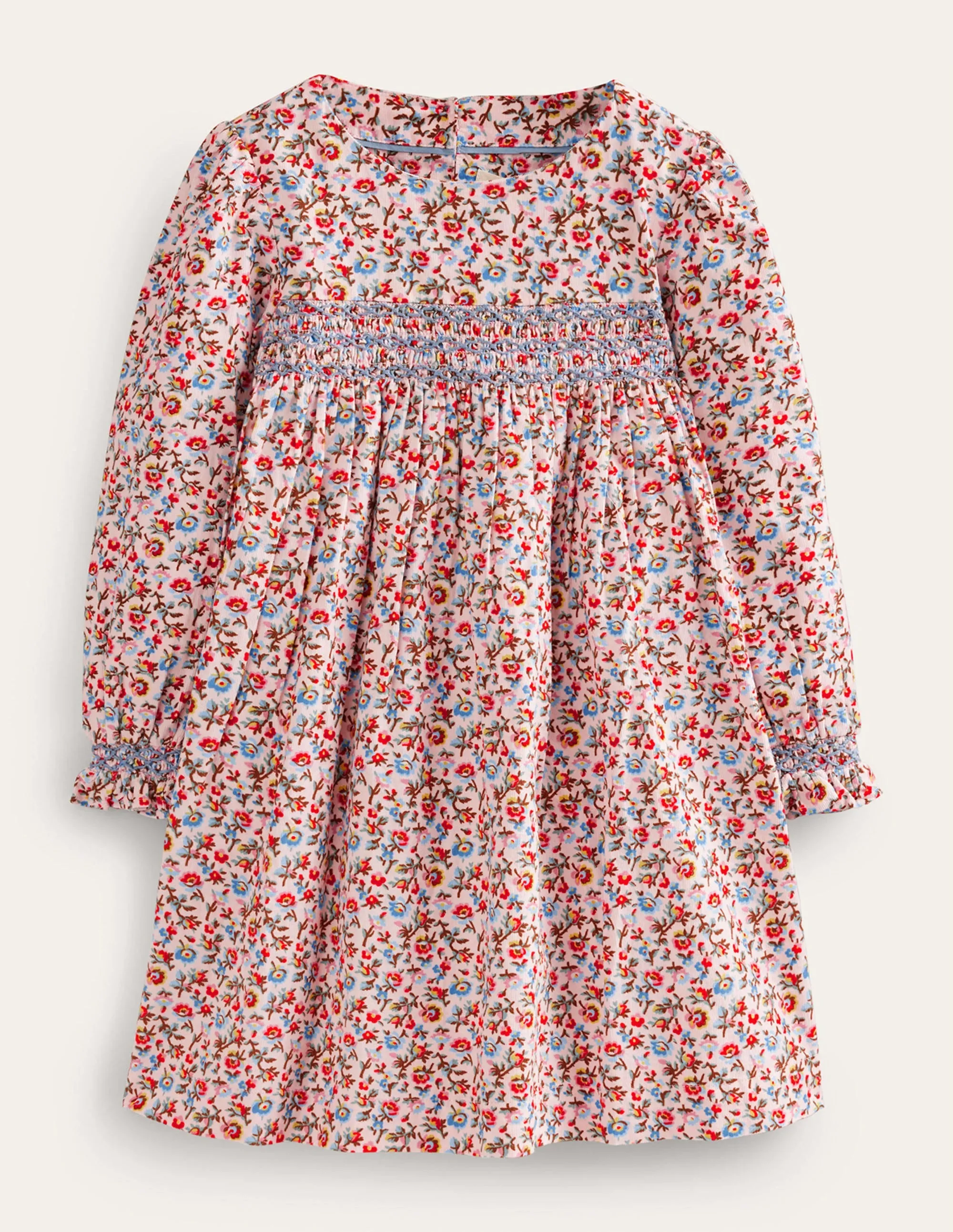 Cord Smocked Dress-Light Pink Bramble