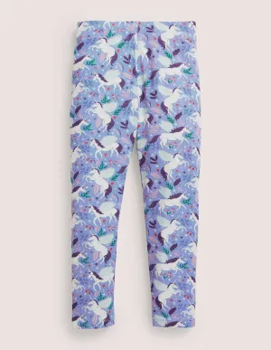 Fun Cosy Leggings-Dusty Blue Magical Unicorns