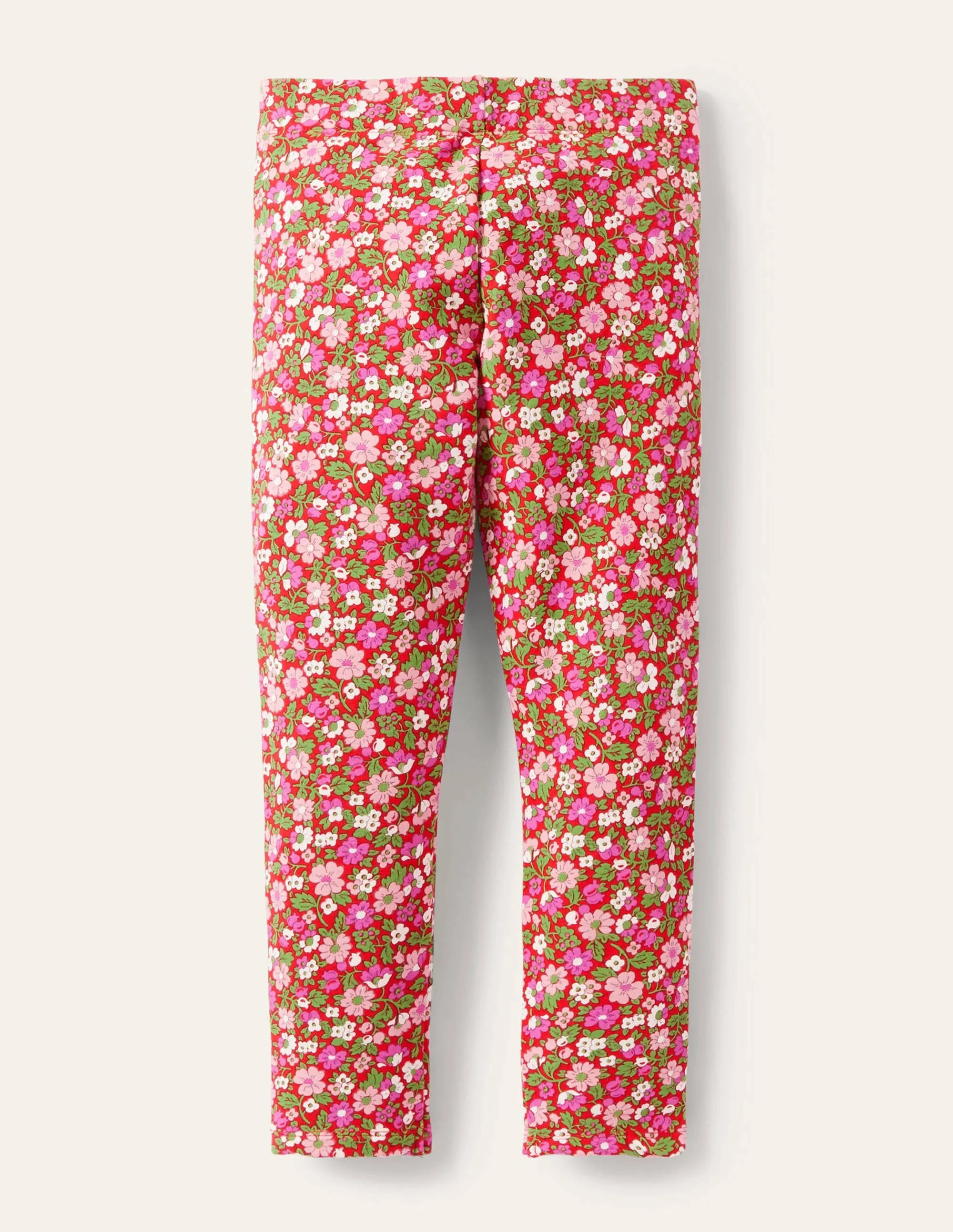 Fun Cosy Leggings-Rockabilly Red Vintage Floral