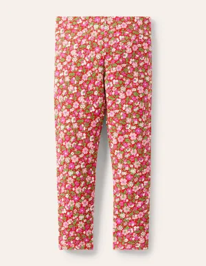 Fun Cosy Leggings-Rockabilly Red Vintage Floral