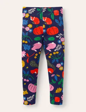 Fun Cosy Leggings-Starboard Blue Forest Friends