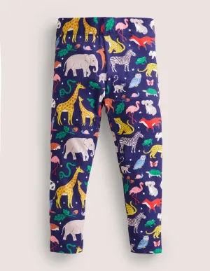 Fun Cosy Leggings-Starboard Blue Global Animals