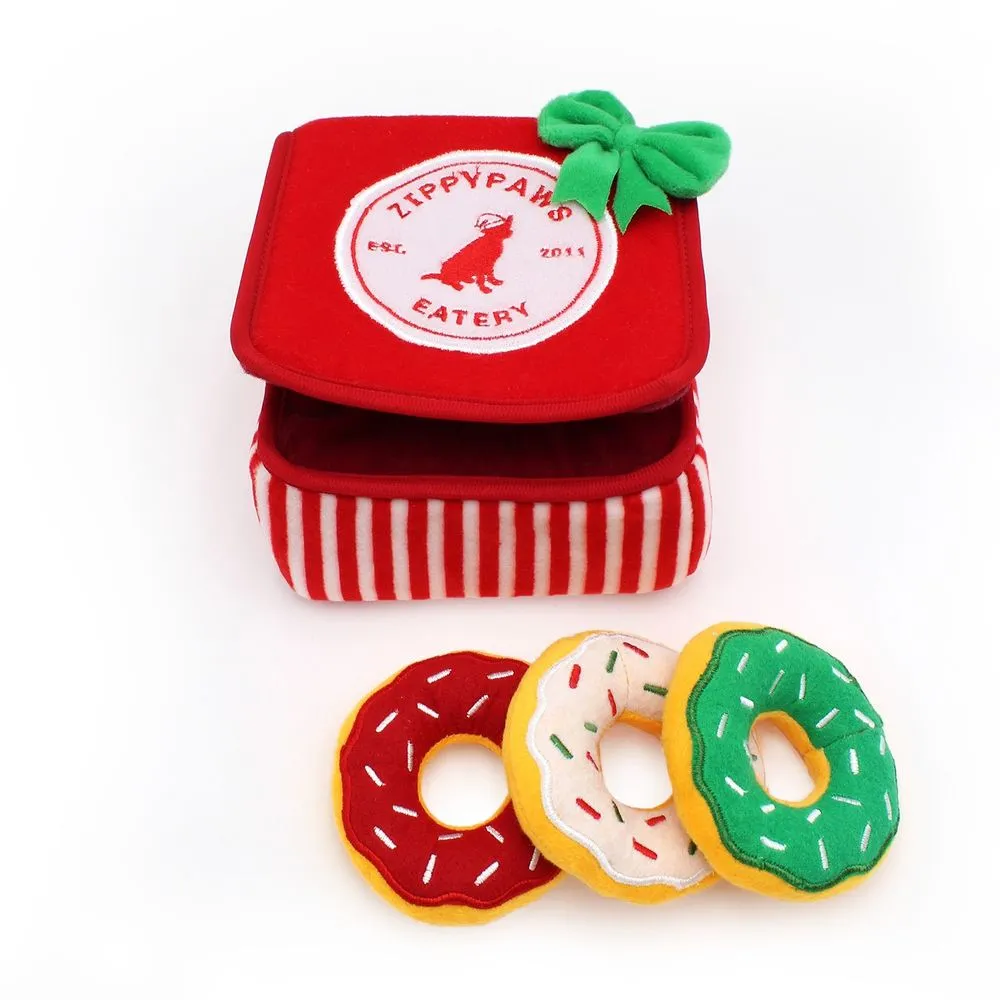 Holiday Burrow Dog Toy - Donutz Box