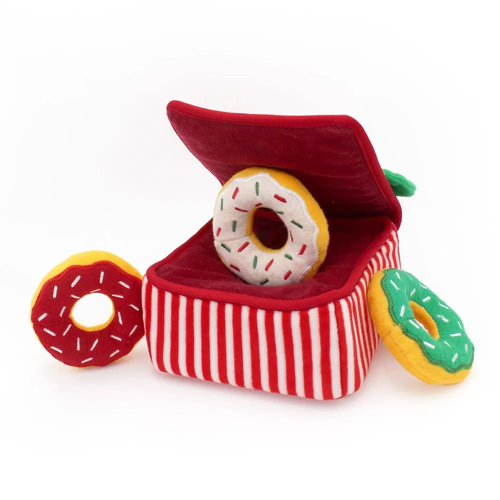 Holiday Burrow Dog Toy - Donutz Box