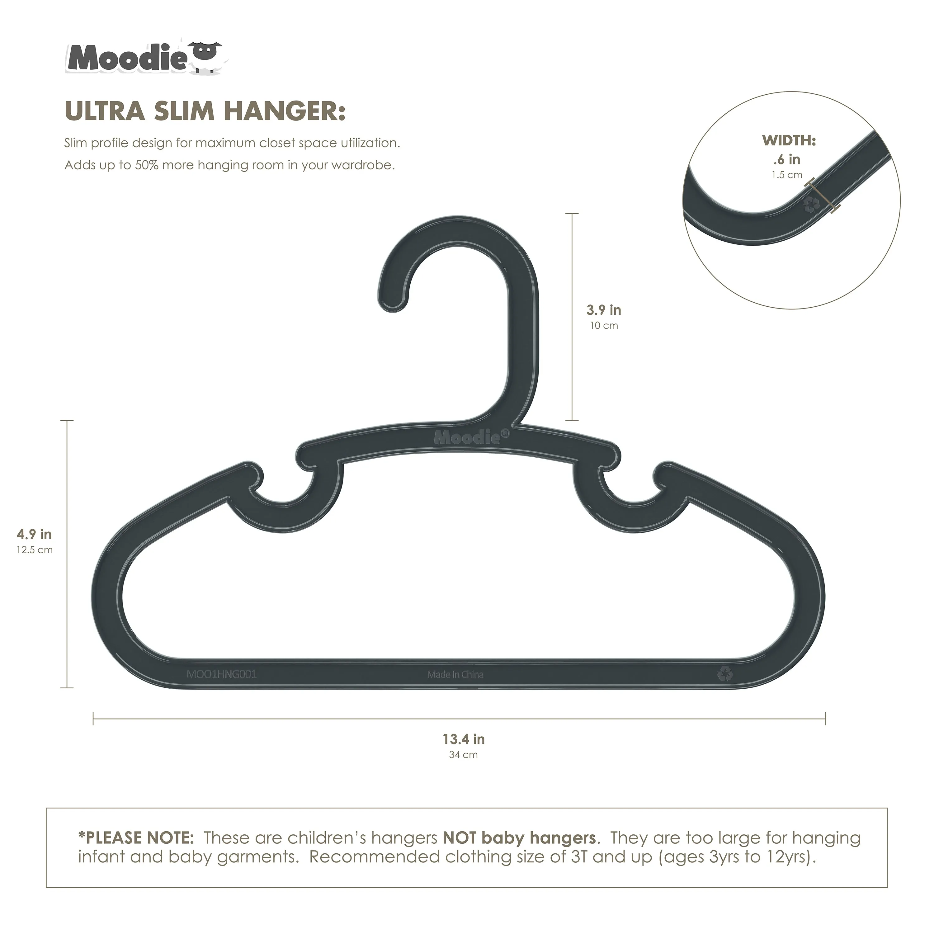 Kids Recycled Plastic Hangers - Monochrome Grays