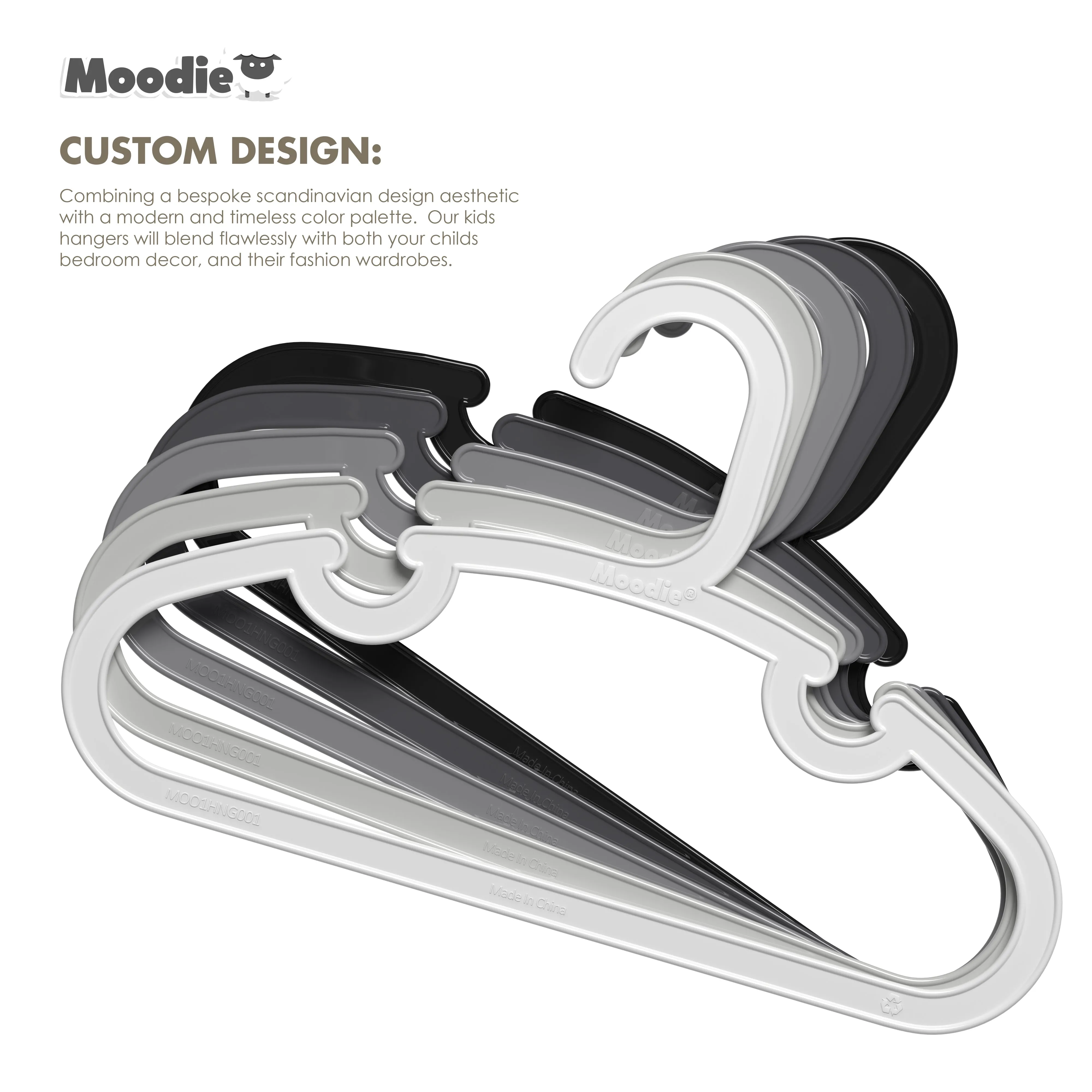 Kids Recycled Plastic Hangers - Monochrome Grays
