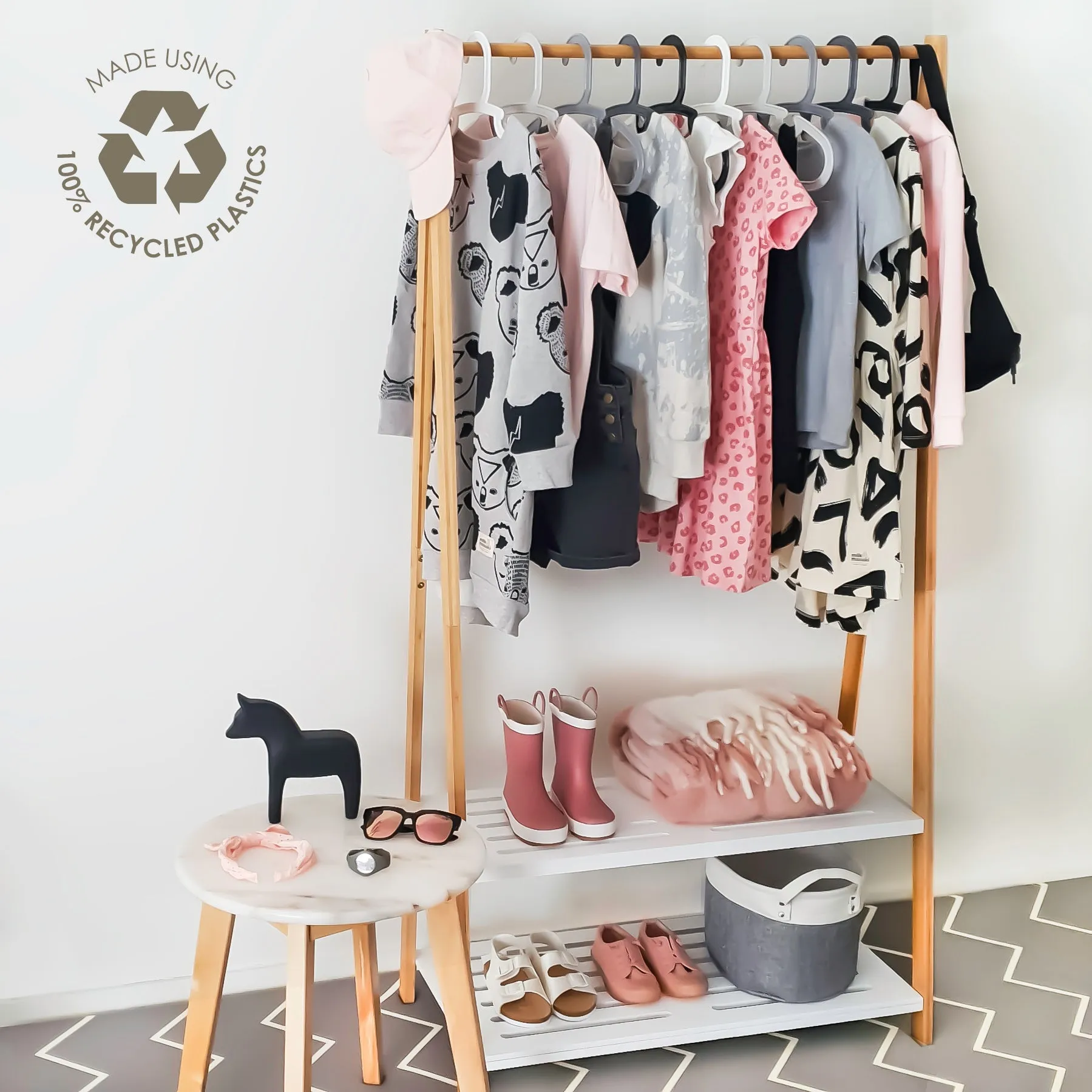 Kids Recycled Plastic Hangers - Monochrome Grays
