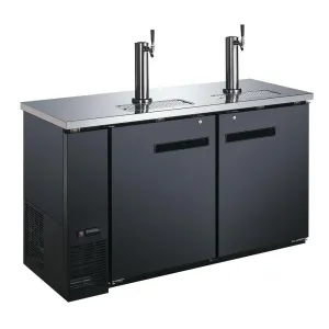 Nella 61” 2-Keg Solid Black Beer Dispenser With 2 Taps - 50064