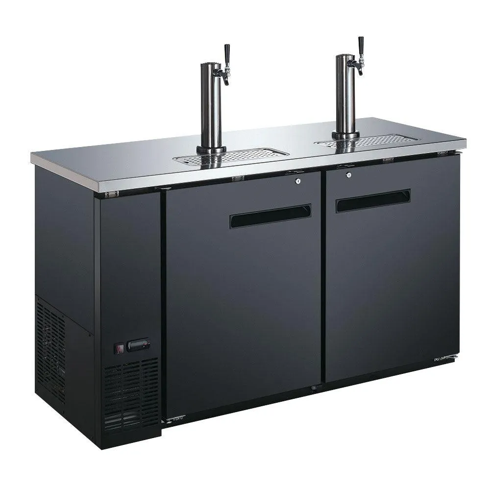 Nella 61” 2-Keg Solid Black Beer Dispenser With 2 Taps - 50064