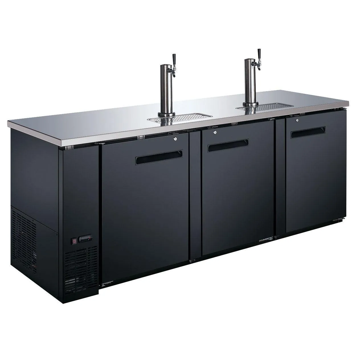 Nella 90” 4-Keg Solid Black Beer Dispenser With 2 Taps - 50069