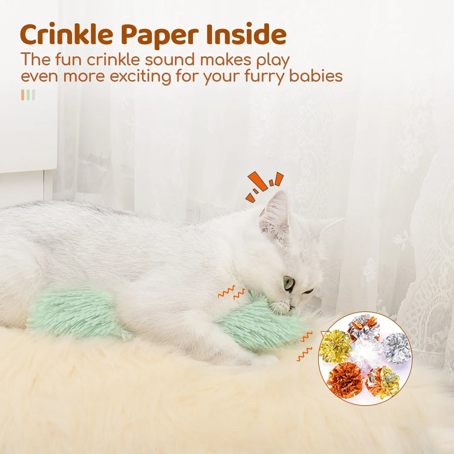 Potaroma 3-Pack Catnip Crinkle Kicker Plush Toys