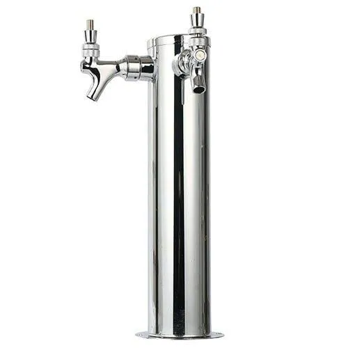 YaeBrew Double Faucet Tap Draft Beer Tower, Stainless Steel, 3" Diameter