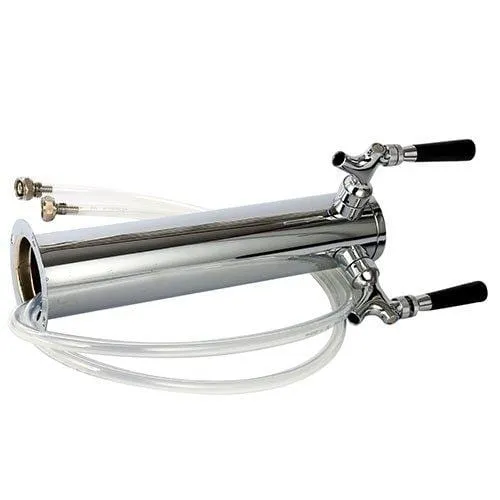 YaeBrew Double Faucet Tap Draft Beer Tower, Stainless Steel, 3" Diameter